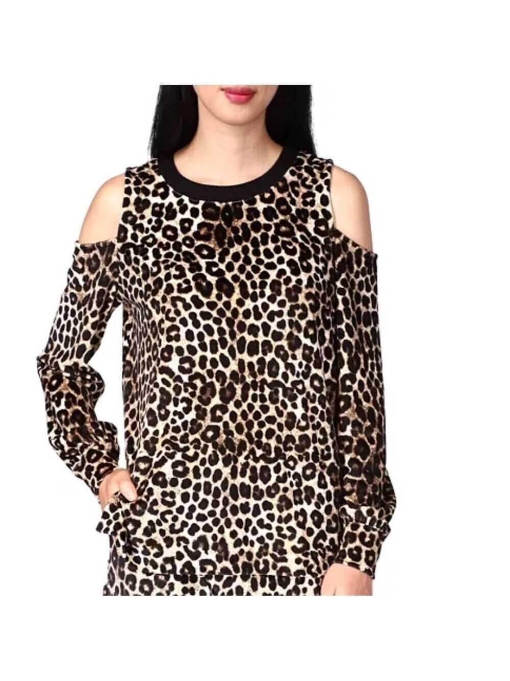 NWT Michael Kors Cheetah Animal Print
Cold Shoulder Top Brown Leopard 2X XXL NEW